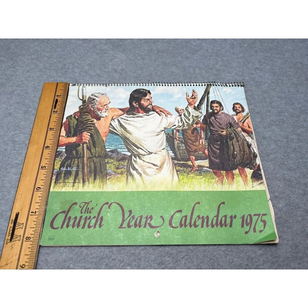 Vintage 1975 Church Year Calendar with Biblical Illustrations